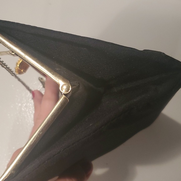 Vintage Black Clutch with Rose Clasp - Picture 4 of 7